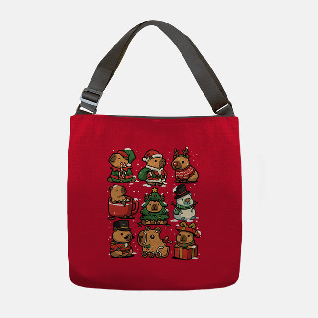 Christmas Capybaras-None-Adjustable Tote-Bag-GoshWow