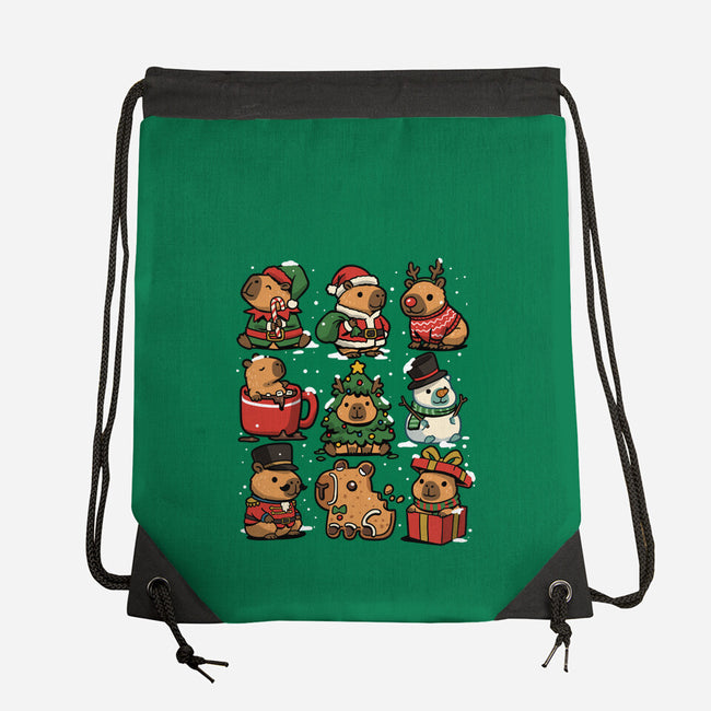 Christmas Capybaras-None-Drawstring-Bag-GoshWow