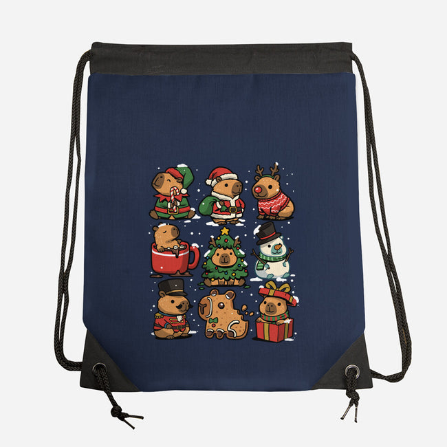 Christmas Capybaras-None-Drawstring-Bag-GoshWow