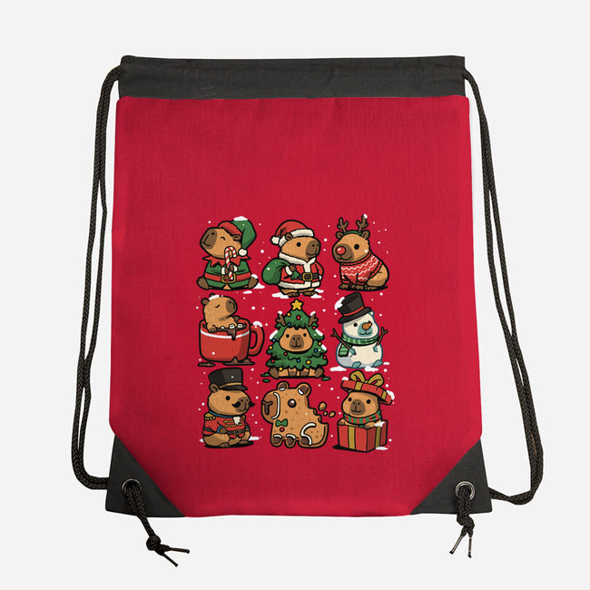 Christmas Capybaras-None-Drawstring-Bag-GoshWow