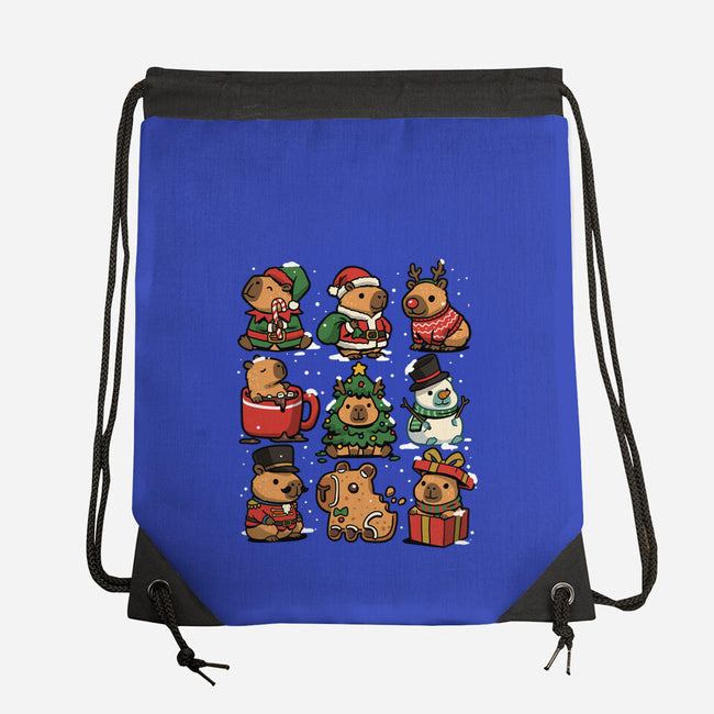 Christmas Capybaras-None-Drawstring-Bag-GoshWow