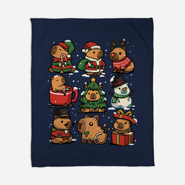 Christmas Capybaras-None-Fleece-Blanket-GoshWow