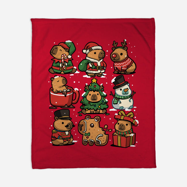 Christmas Capybaras-None-Fleece-Blanket-GoshWow