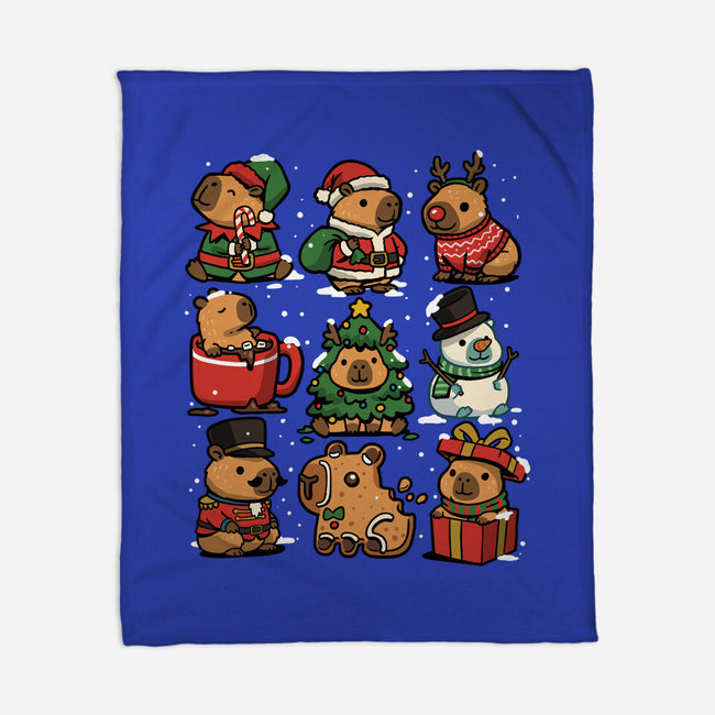 Christmas Capybaras-None-Fleece-Blanket-GoshWow