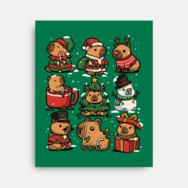 Christmas Capybaras-None-Stretched-Canvas-GoshWow