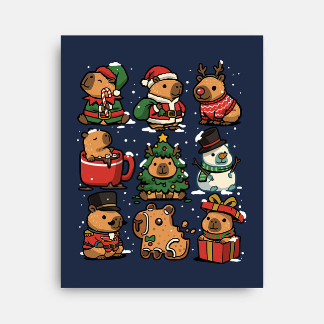Christmas Capybaras-None-Stretched-Canvas-GoshWow