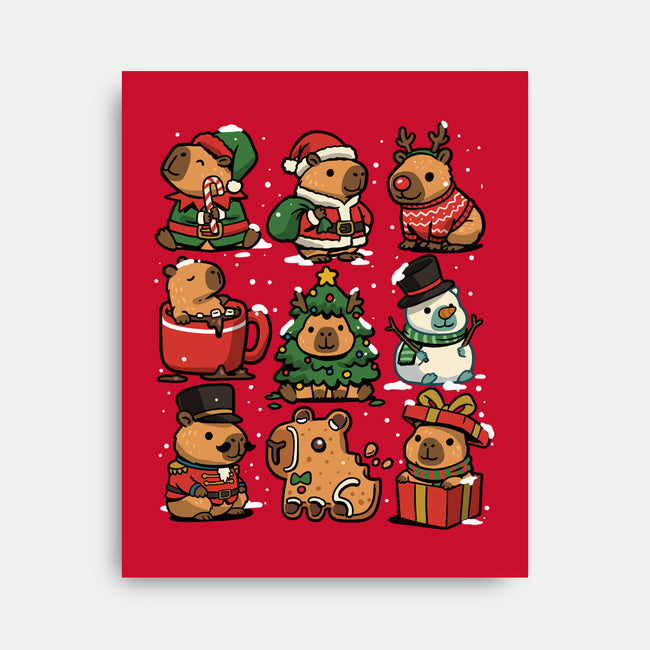 Christmas Capybaras-None-Stretched-Canvas-GoshWow