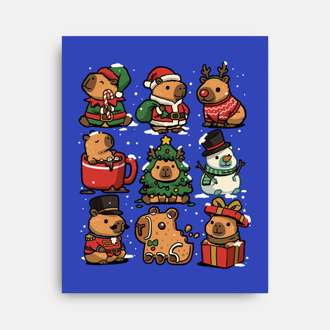Christmas Capybaras-None-Stretched-Canvas-GoshWow