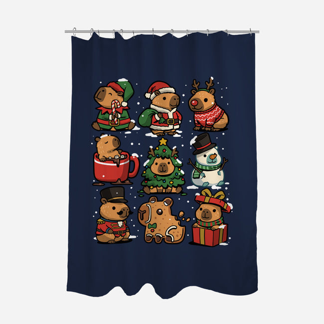 Christmas Capybaras-None-Polyester-Shower Curtain-GoshWow