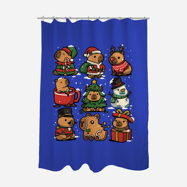 Christmas Capybaras-None-Polyester-Shower Curtain-GoshWow