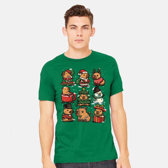 Christmas Capybaras-Mens-Heavyweight-Tee-GoshWow