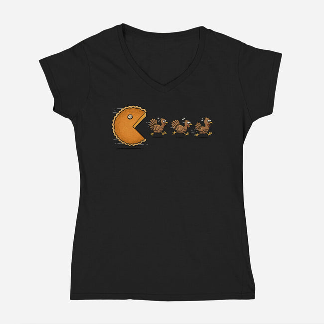Pie-Man-Womens-V-Neck-Tee-GoshWow