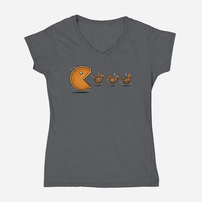 Pie-Man-Womens-V-Neck-Tee-GoshWow