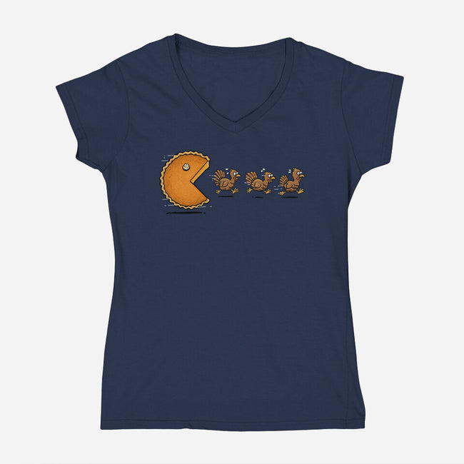 Pie-Man-Womens-V-Neck-Tee-GoshWow