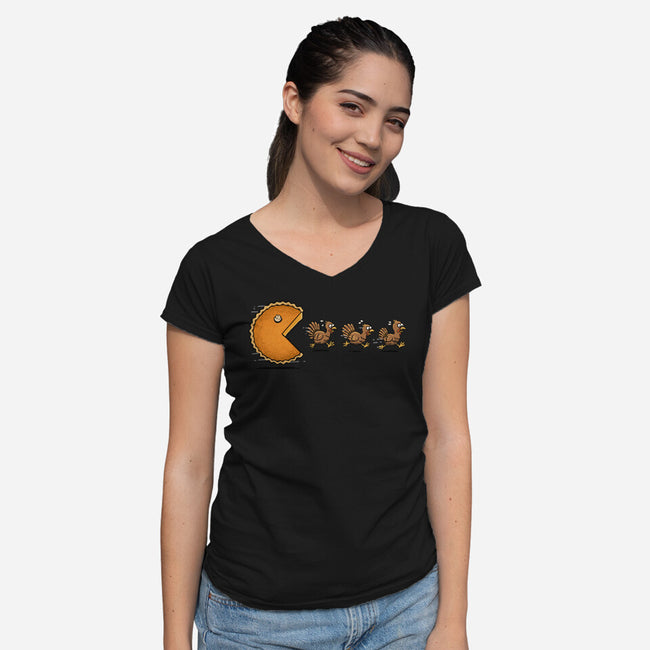Pie-Man-Womens-V-Neck-Tee-GoshWow