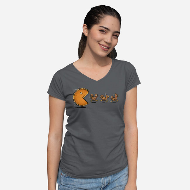 Pie-Man-Womens-V-Neck-Tee-GoshWow