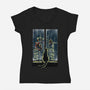 Curious Cat Superheroes-Womens-V-Neck-Tee-zascanauta