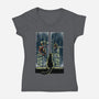 Curious Cat Superheroes-Womens-V-Neck-Tee-zascanauta