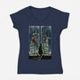 Curious Cat Superheroes-Womens-V-Neck-Tee-zascanauta