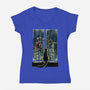 Curious Cat Superheroes-Womens-V-Neck-Tee-zascanauta