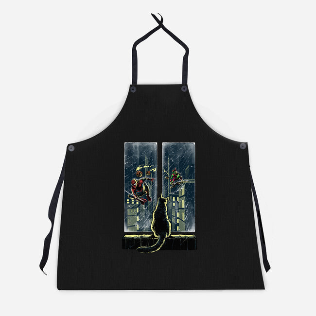 Curious Cat Superheroes-Unisex-Kitchen-Apron-zascanauta