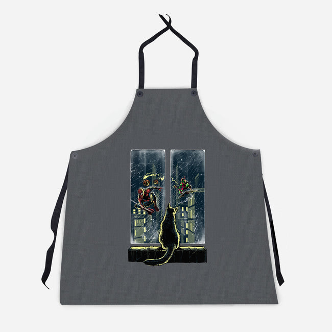 Curious Cat Superheroes-Unisex-Kitchen-Apron-zascanauta