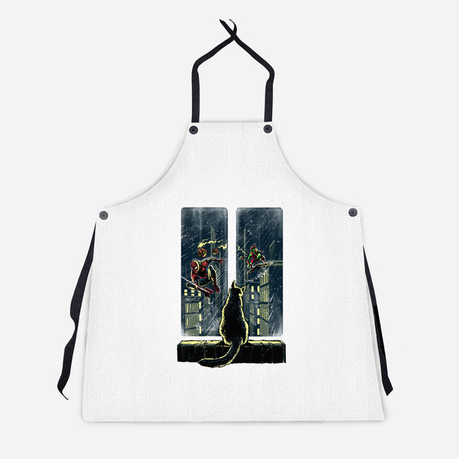 Curious Cat Superheroes-Unisex-Kitchen-Apron-zascanauta