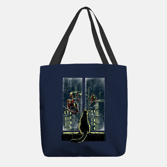 Curious Cat Superheroes-None-Basic Tote-Bag-zascanauta
