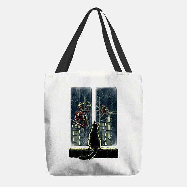 Curious Cat Superheroes-None-Basic Tote-Bag-zascanauta