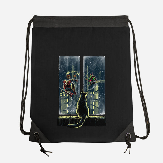 Curious Cat Superheroes-None-Drawstring-Bag-zascanauta