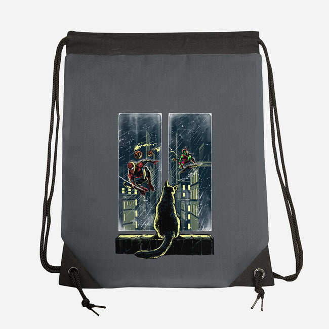 Curious Cat Superheroes-None-Drawstring-Bag-zascanauta