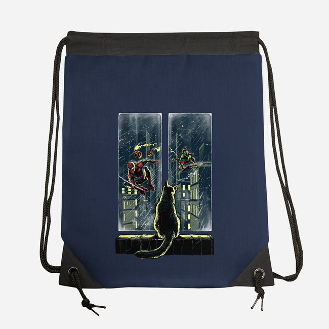 Curious Cat Superheroes-None-Drawstring-Bag-zascanauta