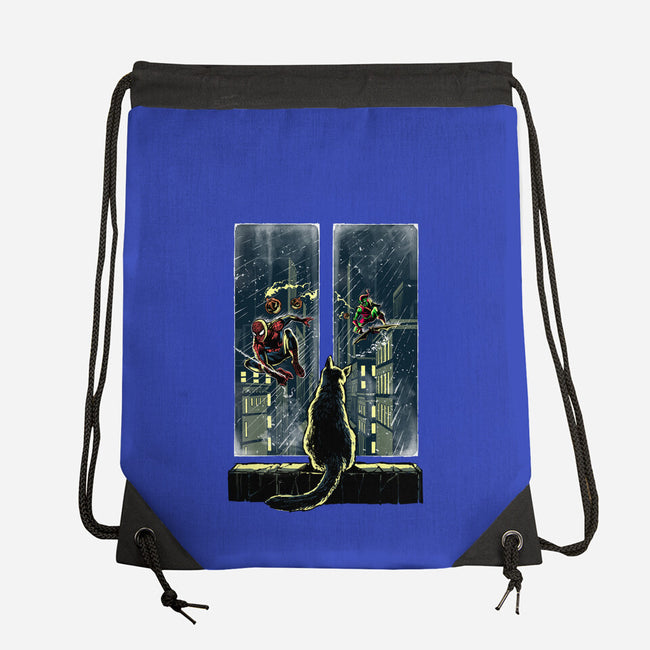 Curious Cat Superheroes-None-Drawstring-Bag-zascanauta