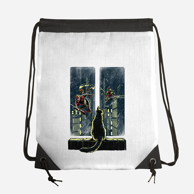 Curious Cat Superheroes-None-Drawstring-Bag-zascanauta