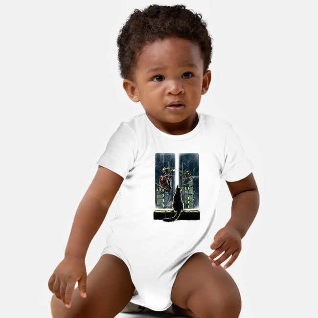 Curious Cat Superheroes-Baby-Basic-Onesie-zascanauta