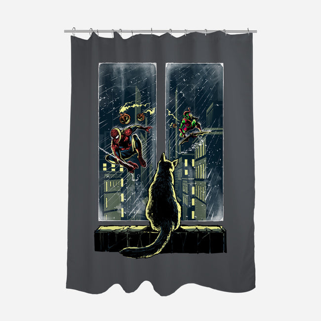 Curious Cat Superheroes-None-Polyester-Shower Curtain-zascanauta
