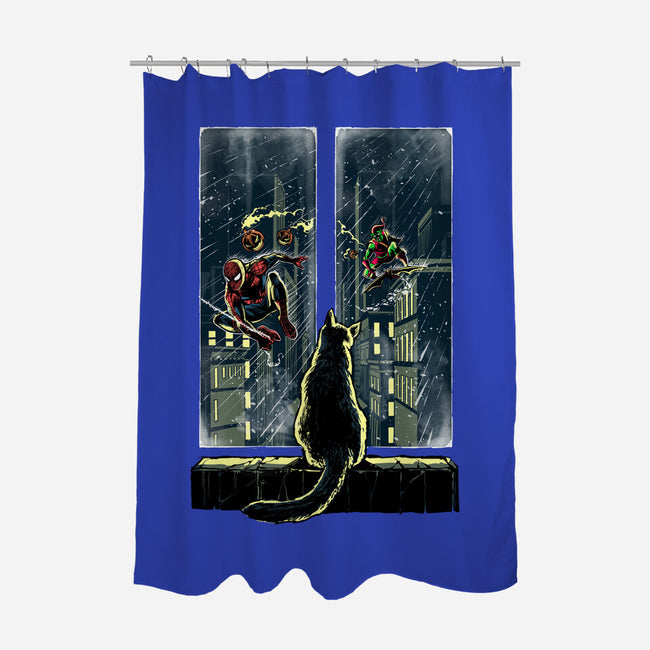 Curious Cat Superheroes-None-Polyester-Shower Curtain-zascanauta