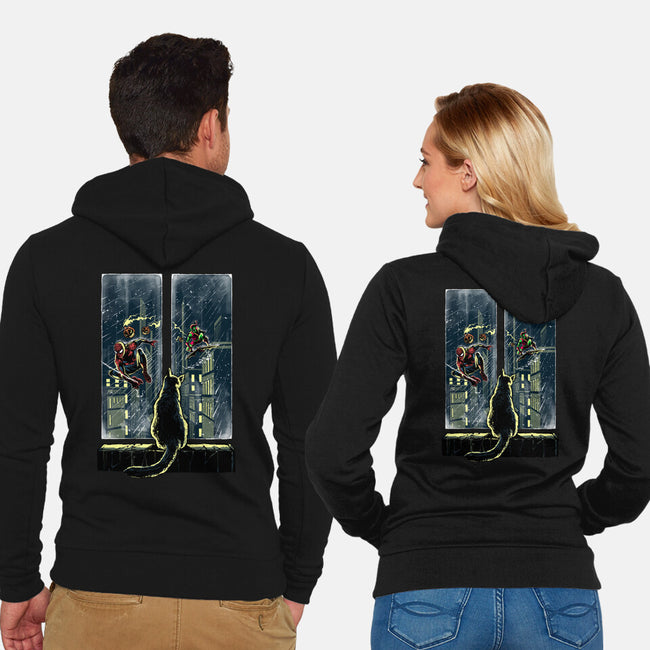 Curious Cat Superheroes-Unisex-Zip-Up-Sweatshirt-zascanauta
