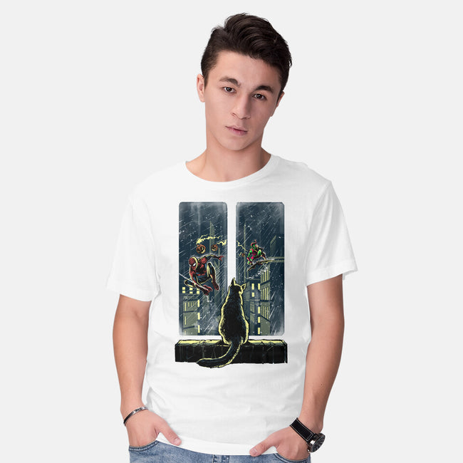 Curious Cat Superheroes-Mens-Basic-Tee-zascanauta