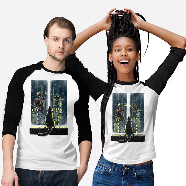 Curious Cat Superheroes-Unisex-Baseball-Tee-zascanauta