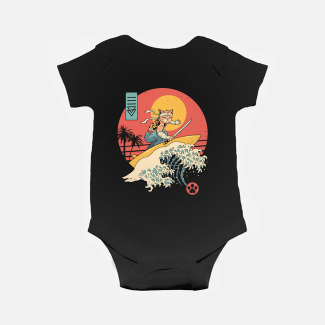 Catana Cat Surf Sunset Wave-Baby-Basic-Onesie-vp021