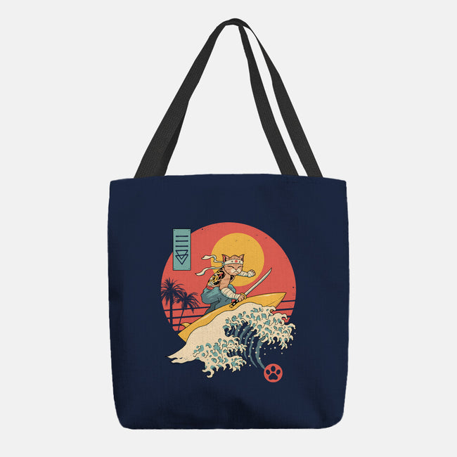 Catana Cat Surf Sunset Wave-None-Basic Tote-Bag-vp021