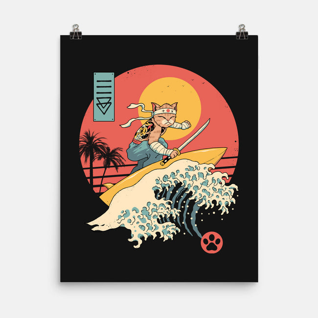Catana Cat Surf Sunset Wave-None-Matte-Poster-vp021