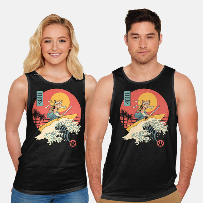 Catana Cat Surf Sunset Wave-Unisex-Basic-Tank-vp021