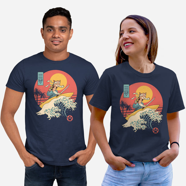 Catana Cat Surf Sunset Wave-Unisex-Basic-Tee-vp021