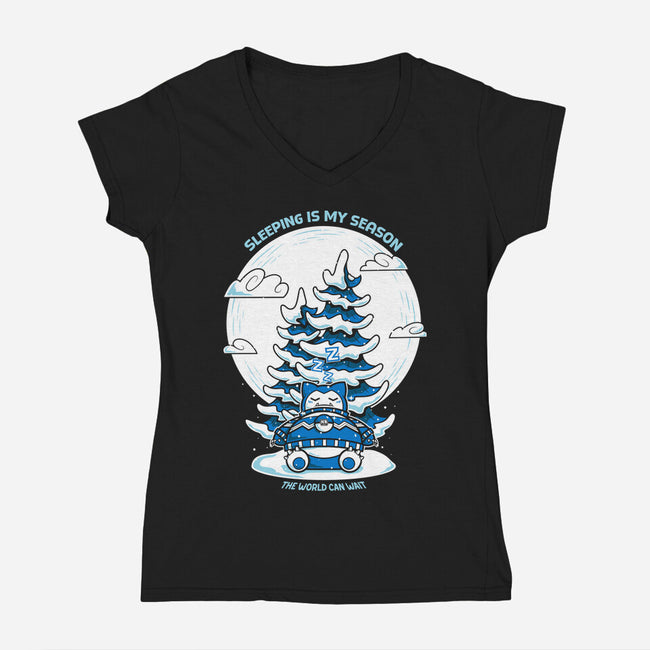 Sleeping Is My Season-Womens-V-Neck-Tee-krisren28