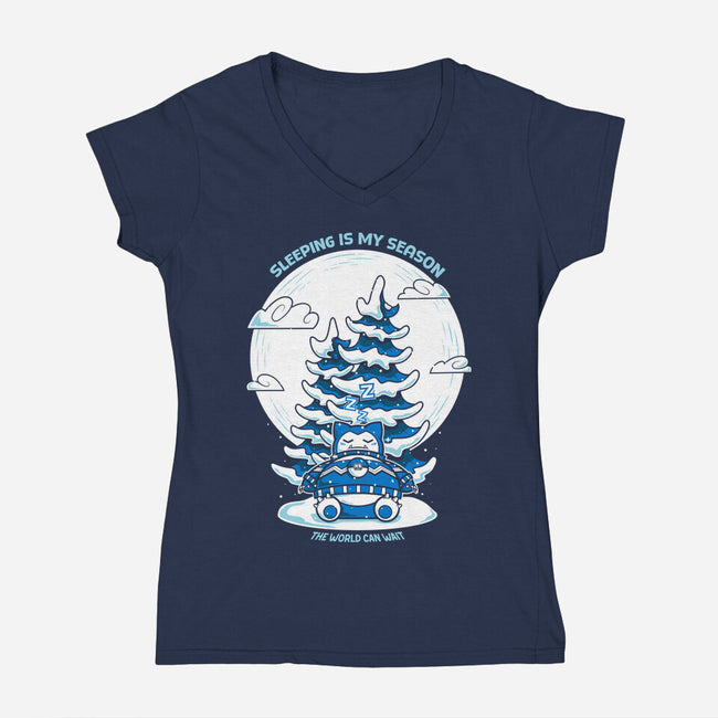 Sleeping Is My Season-Womens-V-Neck-Tee-krisren28