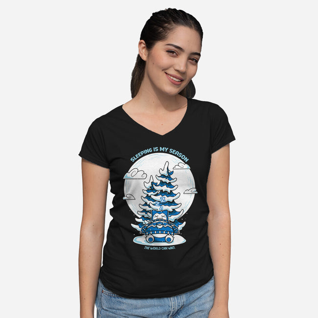 Sleeping Is My Season-Womens-V-Neck-Tee-krisren28