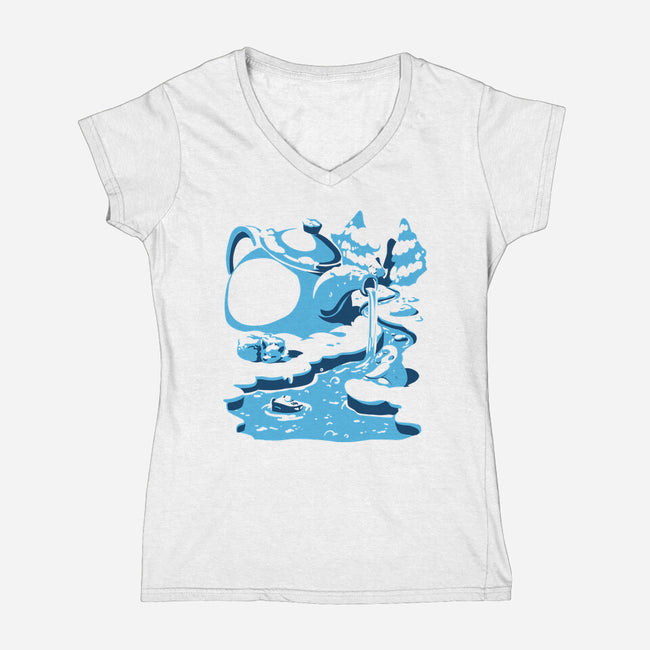 Teapot Hot Waters-Womens-V-Neck-Tee-estudiofitas