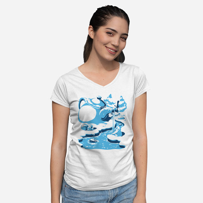 Teapot Hot Waters-Womens-V-Neck-Tee-estudiofitas